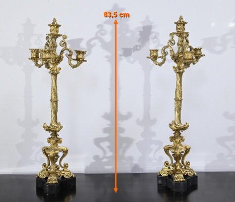 Restauration Gilded Bronze Candelabras, Early 19th Century, Set of 2-RVK-1764708