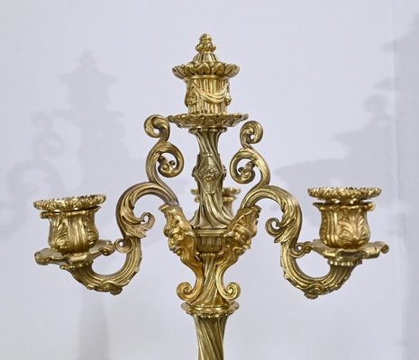 Restauration Gilded Bronze Candelabras, Early 19th Century, Set of 2-RVK-1764708