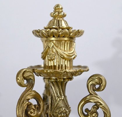 Restauration Gilded Bronze Candelabras, Early 19th Century, Set of 2-RVK-1764708