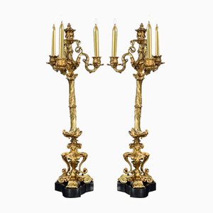 Restauration Gilded Bronze Candelabras, Early 19th Century, Set of 2-RVK-1764708