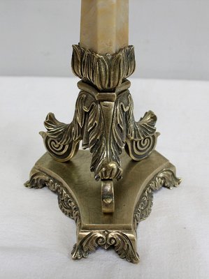 Restoration Period Bronze and Marble Candlesticks, 19th Century, Set of 2-RVK-944788