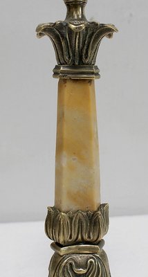 Restoration Period Bronze and Marble Candlesticks, 19th Century, Set of 2-RVK-944788