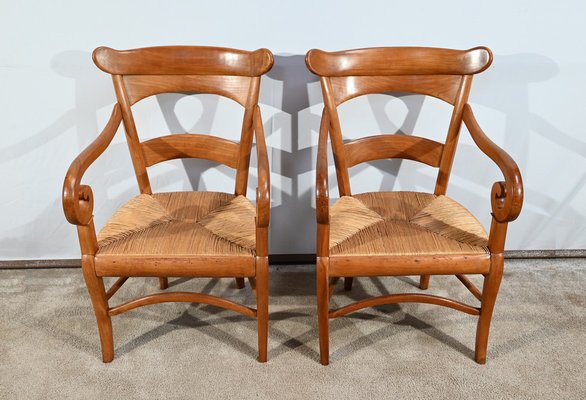 Restoration Period Property Armchairs in Cherrywood, Early 19th Century, Set of 2-RVK-1751757