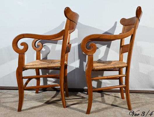 Restoration Period Property Armchairs in Cherrywood, Early 19th Century, Set of 2-RVK-1751757