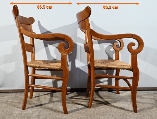 Restoration Period Property Armchairs in Cherrywood, Early 19th Century, Set of 2-RVK-1751757