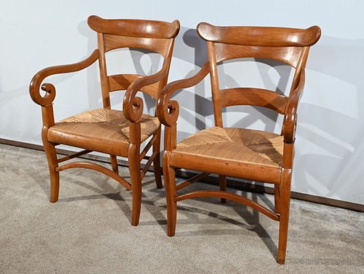 Restoration Period Property Armchairs in Cherrywood, Early 19th Century, Set of 2-RVK-1751757