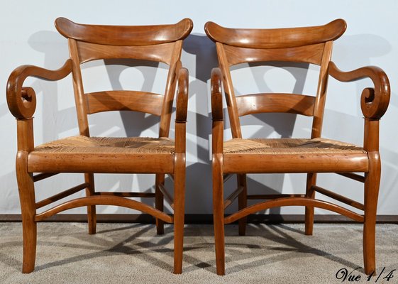 Restoration Period Property Armchairs in Cherrywood, Early 19th Century, Set of 2-RVK-1751757