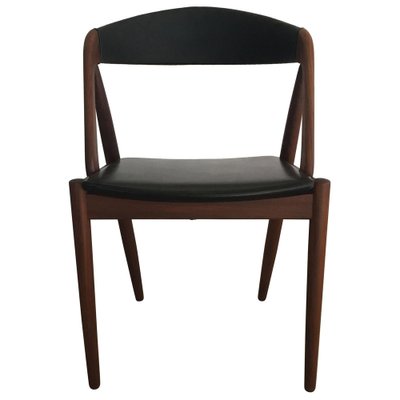 Restored Dining Chairs in Teak and Black Leather by Kai Kristiansen for Andersen Møbelfabrik, 1960s-VVO-1974047