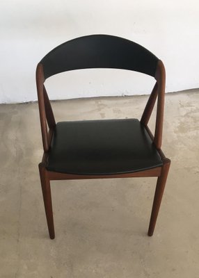 Restored Dining Chairs in Teak and Black Leather by Kai Kristiansen for Andersen Møbelfabrik, 1960s-VVO-1974047