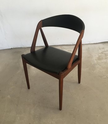 Restored Dining Chairs in Teak and Black Leather by Kai Kristiansen for Andersen Møbelfabrik, 1960s-VVO-1974047