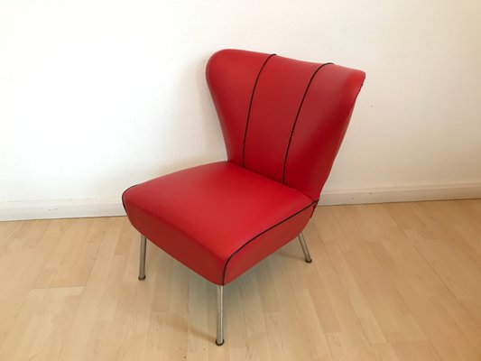 Restored Tubular Metal & Leatherette Ear Chair from Drabert-IRY-1220563