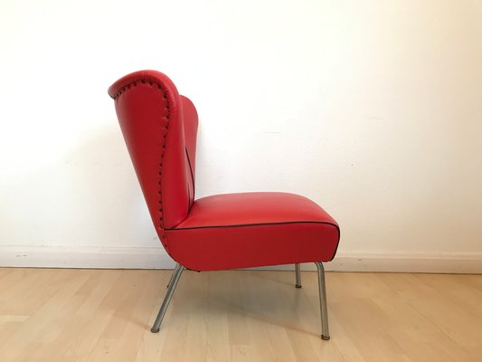 Restored Tubular Metal & Leatherette Ear Chair from Drabert-IRY-1220563