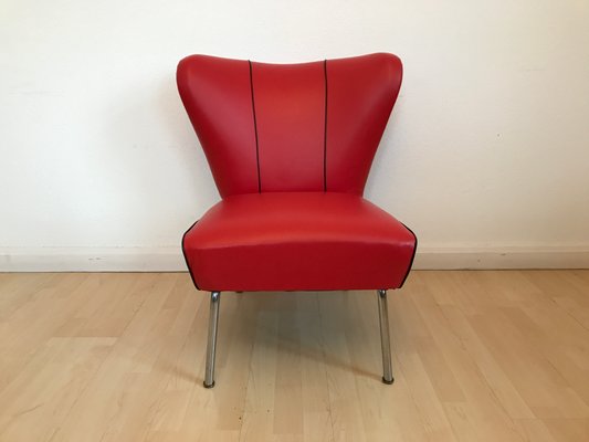 Restored Tubular Metal & Leatherette Ear Chair from Drabert-IRY-1220563