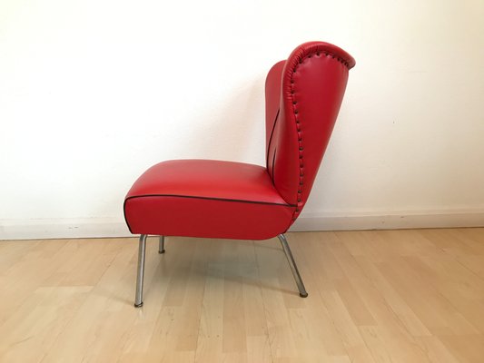 Restored Tubular Metal & Leatherette Ear Chair from Drabert-IRY-1220563