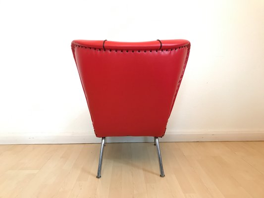 Restored Tubular Metal & Leatherette Ear Chair from Drabert-IRY-1220563