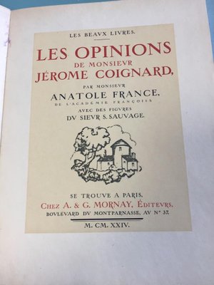 Reviews of Mr. Jerome Coignard, Illustrated by Anatole France, 1924-ZCI-942548