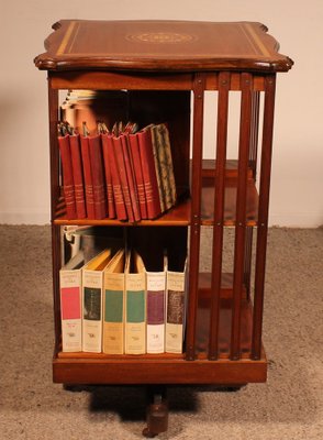 Revolving Bookcase in Mahogany and Inlays, 19th Century-HPU-1765906