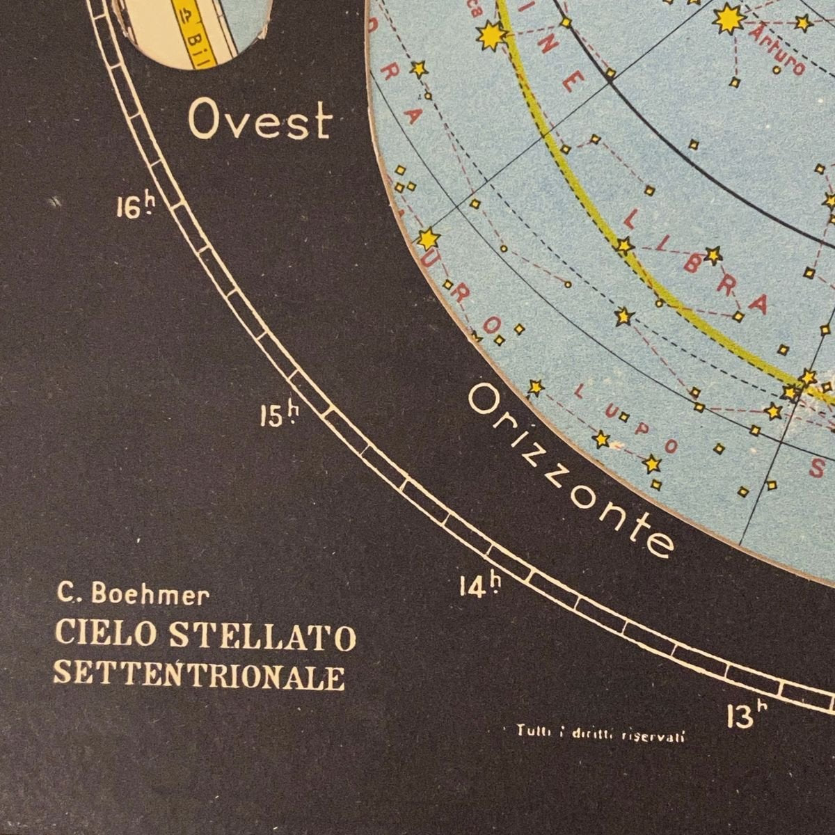 Revolving Celestial Map by Boehmer for Paravia, 1950s