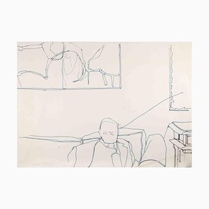 Reynold Arnould, On the Sofa, Ink Drawing, 1970-ZCI-2025328