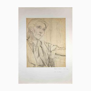 Reynold Arnould, Portrait, Pencil Drawing, Mid-20th Century-ZCI-1788622