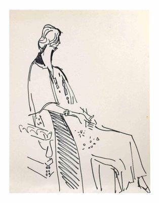 Reynold Arnould, Woman, Ink Drawing, 1970-ZCI-2025334