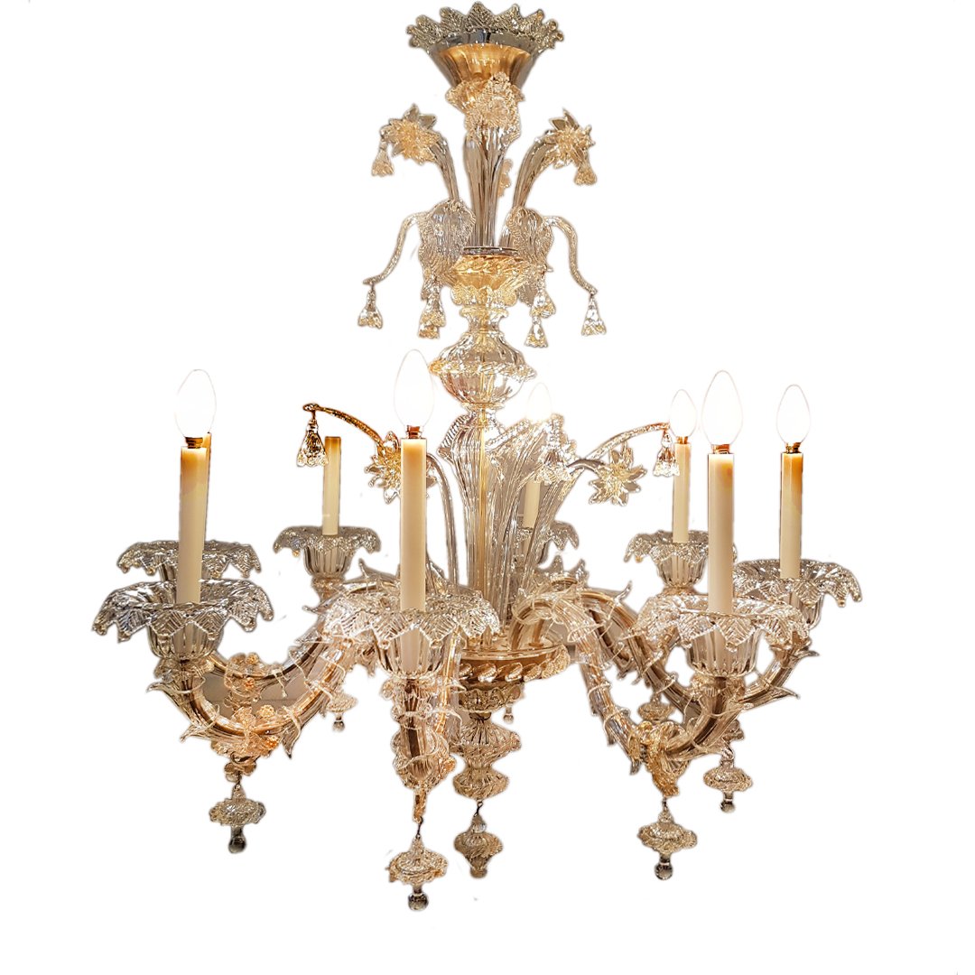 Rezzonico Chandelier with Eight Arms in Murano