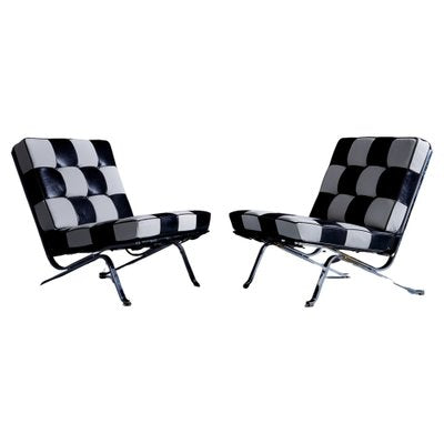 RH-301 Lounge Chairs in Black and White Leather by Robert and Trix Haussmann for de Sede, 1960s, Set of 2-SFD-1791931