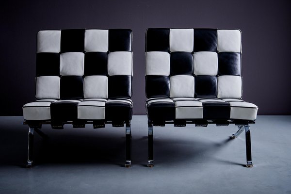 RH-301 Lounge Chairs in Black and White Leather by Robert and Trix Haussmann for de Sede, 1960s, Set of 2-SFD-1791931