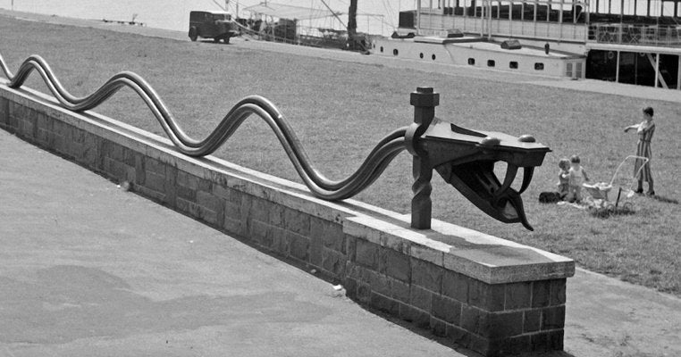 Rhine Snake Sculpture at Shore of Rhine Dusseldorf, Germany, 1937-DYV-995278