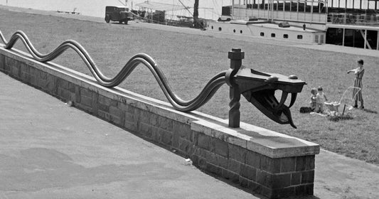 Rhine Snake Sculpture at Shore of Rhine Dusseldorf, Germany, 1937