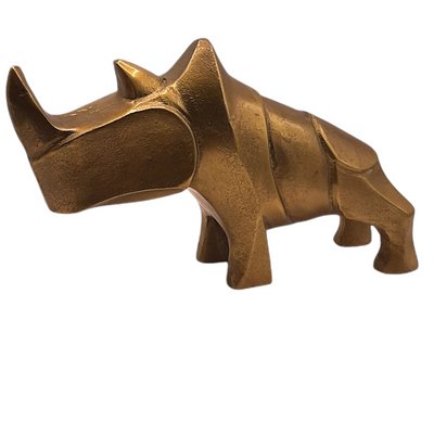 Rhino Sculptures in Brass, Set of 2-TCS-1135290