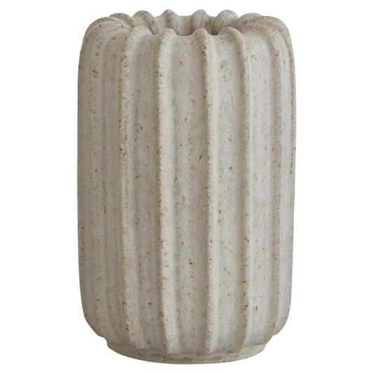 Ribbed Stoneware Vase with Off White Glaze by by Arne Bang, 1930s