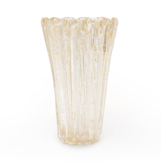 Ribbed Vase with Gold Inclusions by Archimede Seguso, 1950s