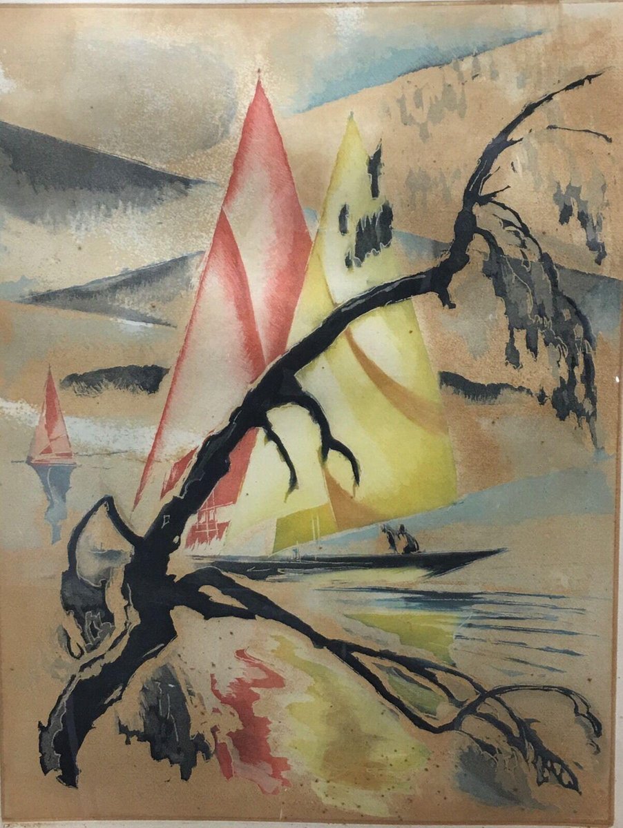 Ric, Sailboat, Mid 20th Century, Lithograph