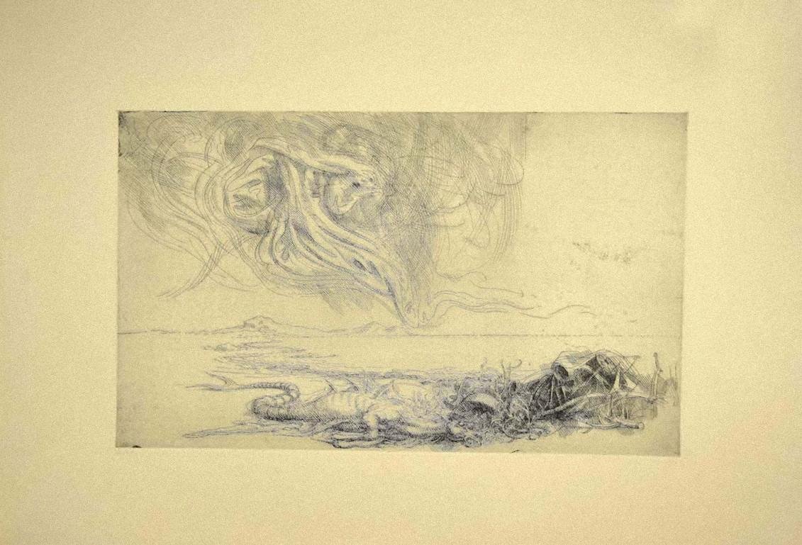 Riccardo Tommasi Ferroni, The Sea Monster, Etching, 1970s