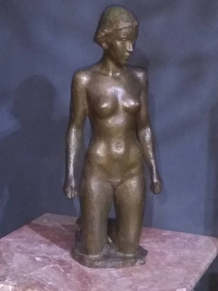 Richard Martin Werner, Kneeling Woman, 1920s, Bronze