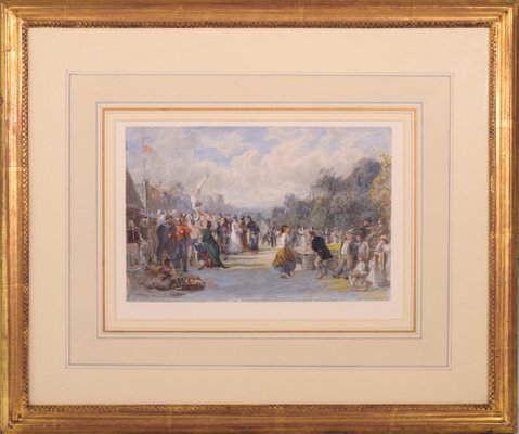 Richard Peter Richards, Village Fair and the Acrobat, 19th Century, Watercolor on Paper-AOI-1106908