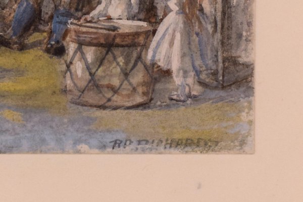 Richard Peter Richards, Village Fair and the Acrobat, 19th Century, Watercolor on Paper-AOI-1106908