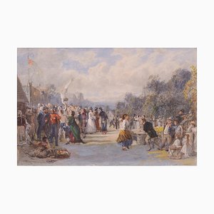 Richard Peter Richards, Village Fair and the Acrobat, 19th Century, Watercolor on Paper-AOI-1106908