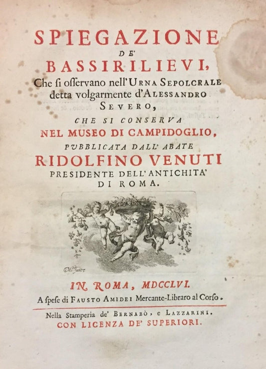 Ridolfino Venuti, Explanation of Bassirelievi Urn That of Alexander Severus, 1756