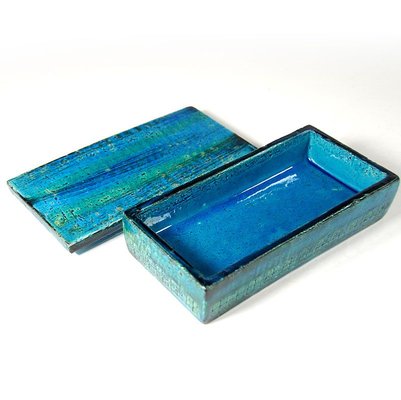 Rimini Blue and Green Bitossi Ceramic Lidded Box, 1960s-GIW-741403