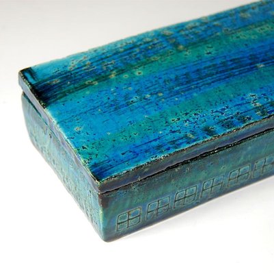 Rimini Blue and Green Bitossi Ceramic Lidded Box, 1960s-GIW-741403