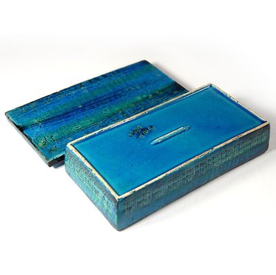 Rimini Blue and Green Bitossi Ceramic Lidded Box, 1960s-GIW-741403