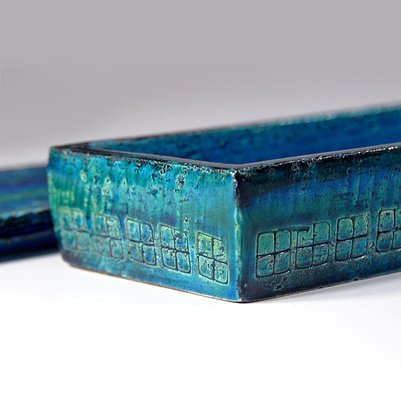 Rimini Blue and Green Bitossi Ceramic Lidded Box, 1960s-GIW-741403