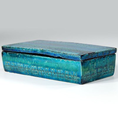 Rimini Blue and Green Bitossi Ceramic Lidded Box, 1960s-GIW-741403