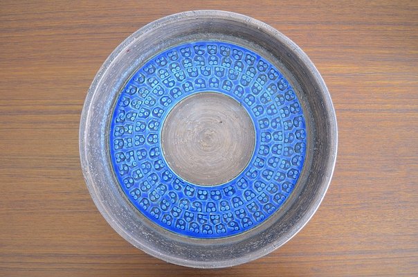 Rimini Blue Ceramic Bowl by Aldo Londi for Bitossi, 1960s-OV-715528