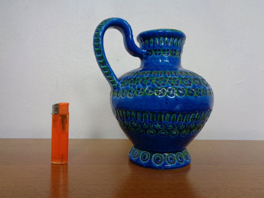 Rimini Blue Ceramic Pitcher Vase by Aldo Londi for Bitossi, 1960s