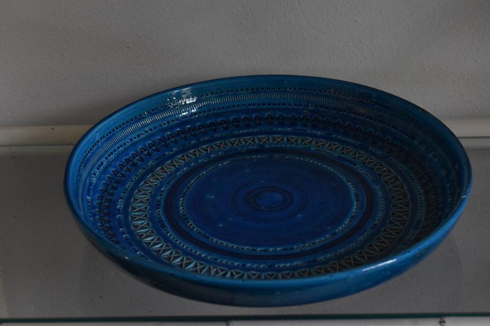 Rimini Blue Ceramic Plate by Aldo Londi, 1970s