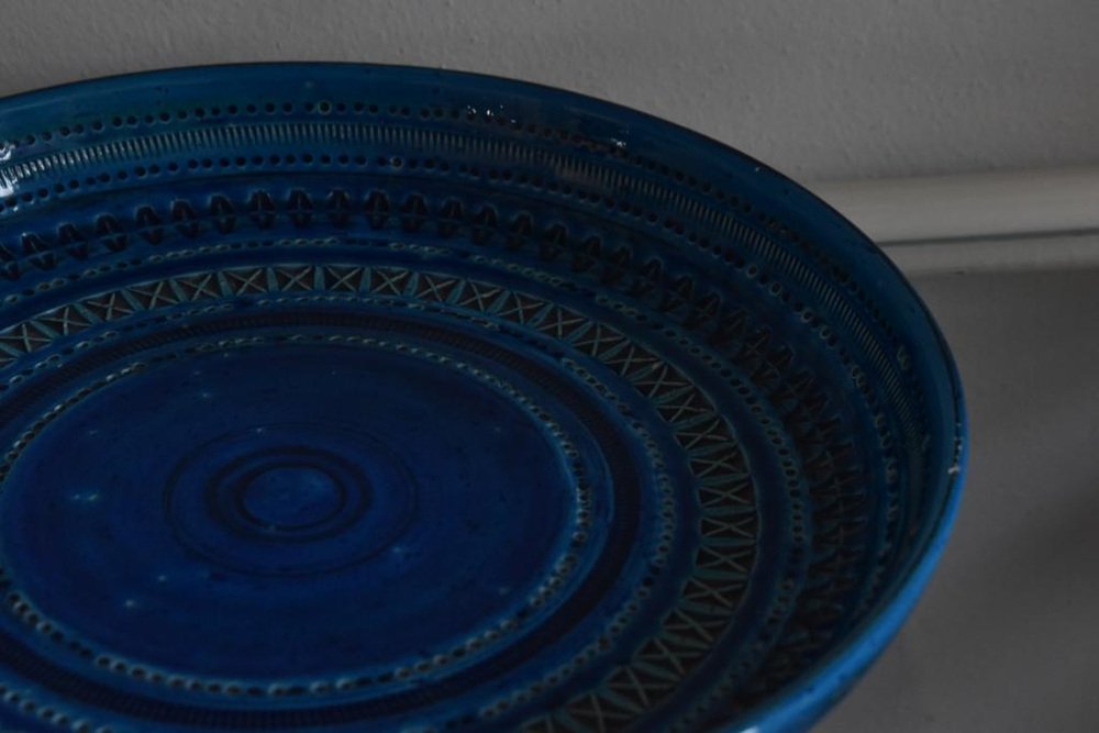 Rimini Blue Ceramic Plate by Aldo Londi, 1970s