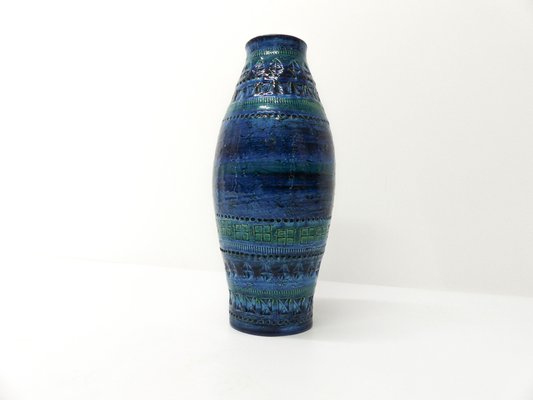 Rimini Blue Ceramic Vase attributed to Aldo Londi for Bitossi, 1960s-DQG-1729067